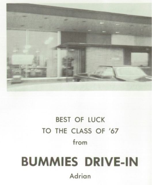Bummies Drive-In - 1960S Yearbook Ads (newer photo)